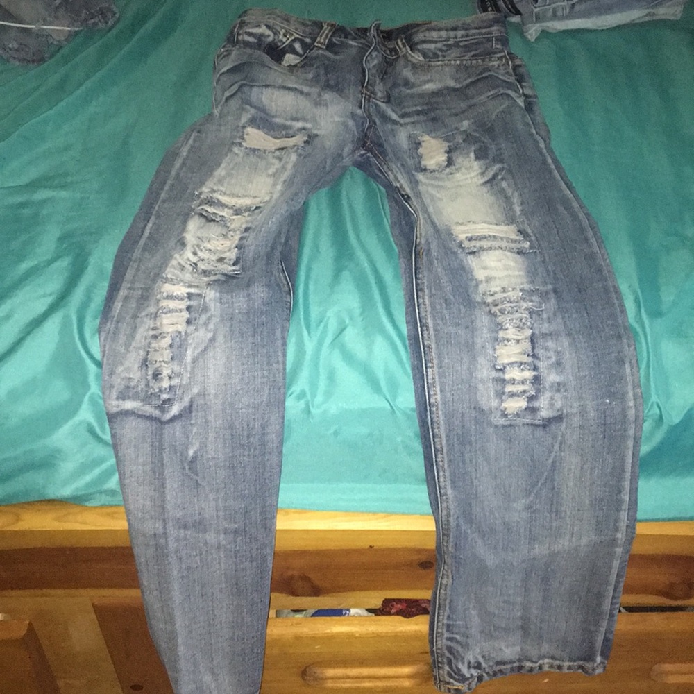Blue ripped jeans
